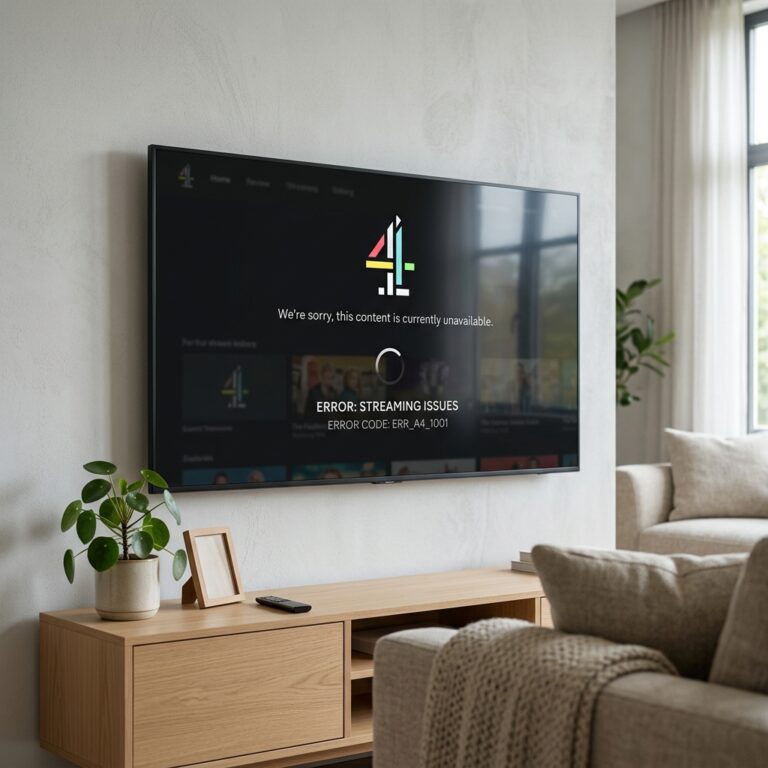 Featured image showing a modern television with the Channel 4 All 4 streaming interface on screen